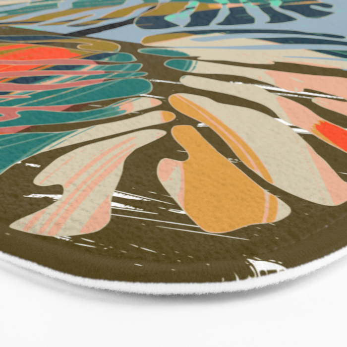 colorful monstera leaves Bath Mat Gallery Image 3