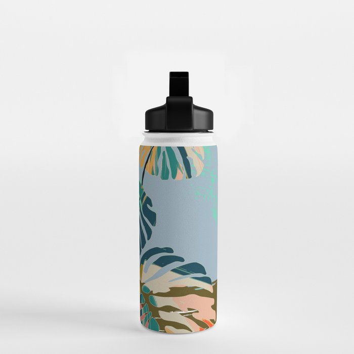 colorful monstera leaves Water Bottle Gallery Image 2