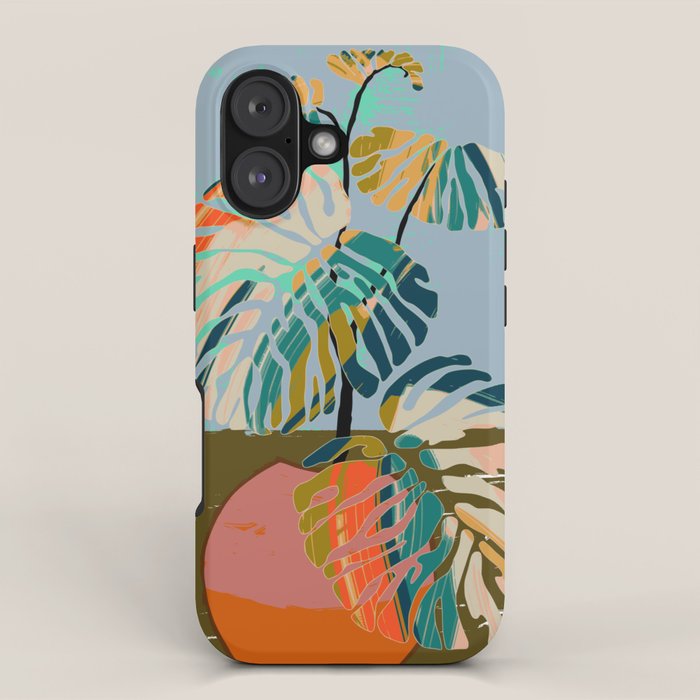 colorful monstera leaves iPhone Case Gallery Image 1
