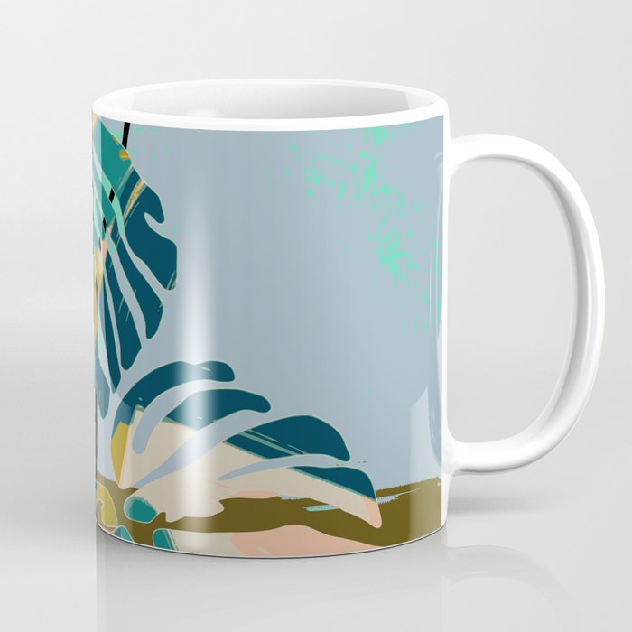colorful monstera leaves Coffee Mug Gallery Image 1