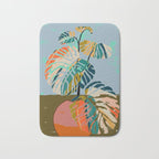 colorful monstera leaves Bath Mat Gallery Image 1