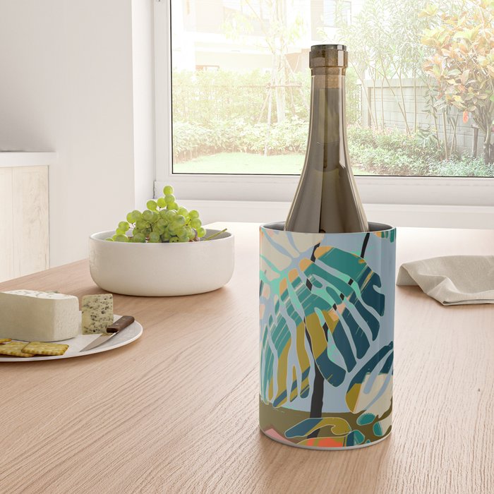colorful monstera leaves Wine Chiller Gallery Image 4