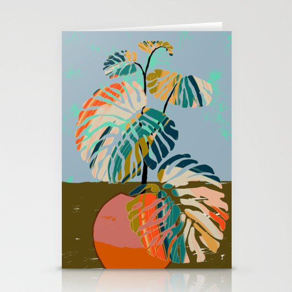 colorful monstera leaves Stationery Card Gallery Image 1