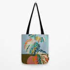 colorful monstera leaves Tote Bag Gallery Image 2