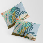 colorful monstera leaves Pillow Sham Gallery Image 3