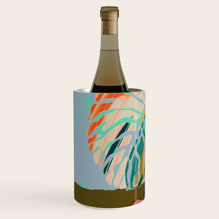 colorful monstera leaves Wine Chiller Gallery Image 2