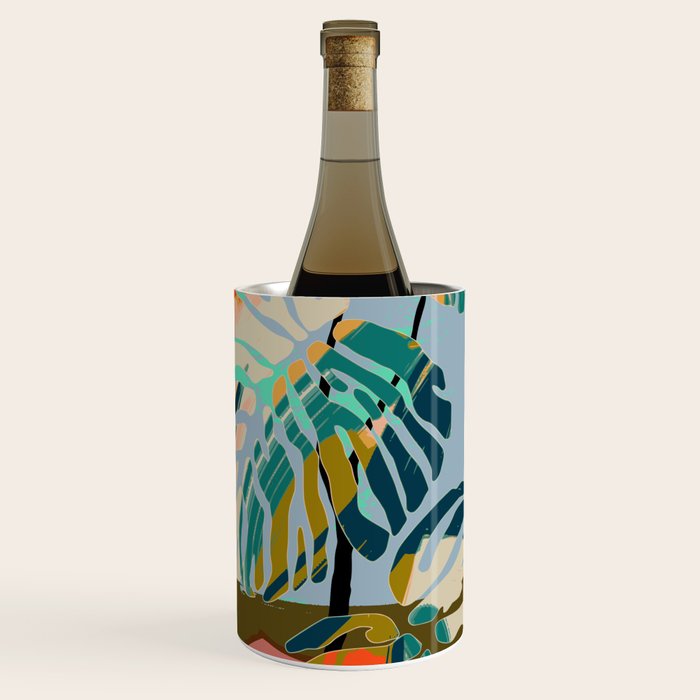 colorful monstera leaves Wine Chiller Gallery Image 1