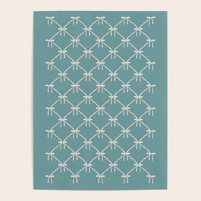 Bows & Ribbons Pattern LIV Teal Green Poster Gallery Image 4