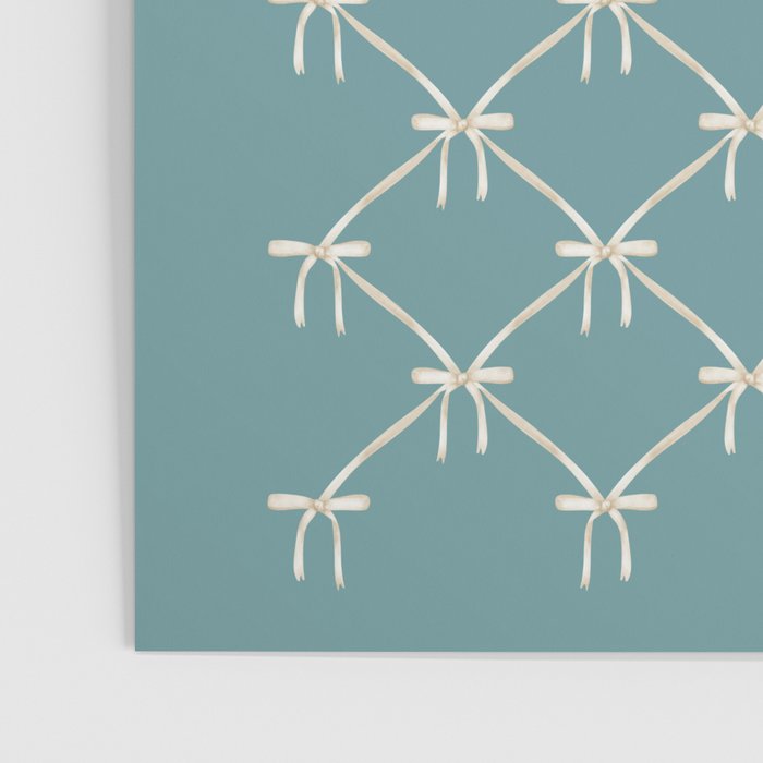 Bows & Ribbons Pattern LIV Teal Green Poster Gallery Image 3