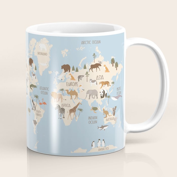 Illustrated Animal World Map Coffee Mug Gallery Image 1