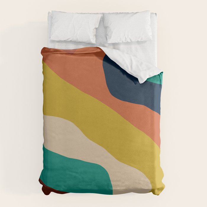 Retro Organic Forms Contemporary Modern Abstract Pattern in Mid Mod Colors Duvet Cover Gallery Image 6