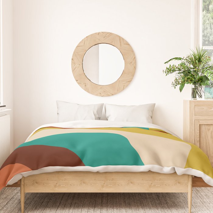 Retro Organic Forms Contemporary Modern Abstract Pattern in Mid Mod Colors Duvet Cover Gallery Image 3