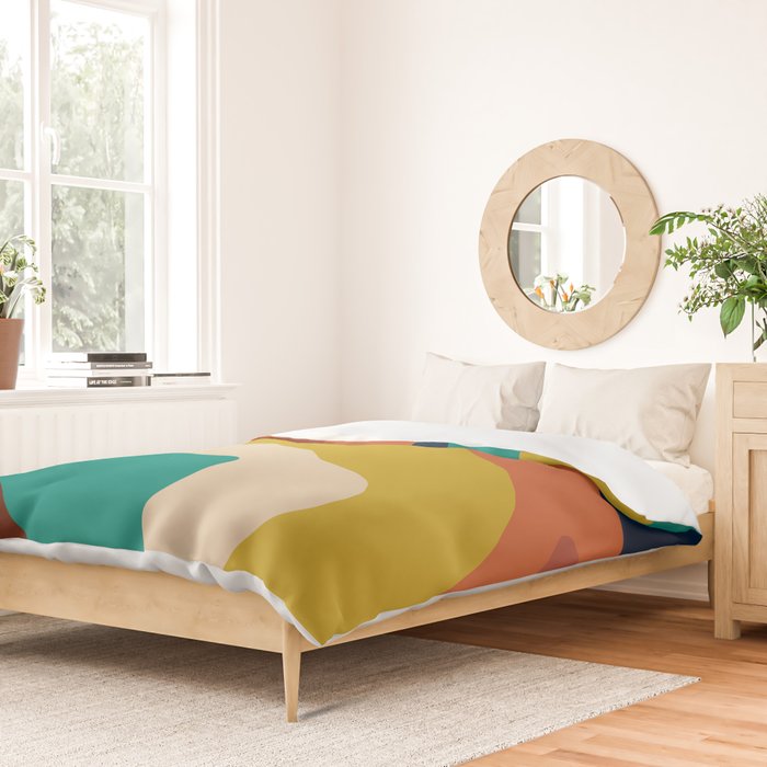 Retro Organic Forms Contemporary Modern Abstract Pattern in Mid Mod Colors Duvet Cover Gallery Image 2