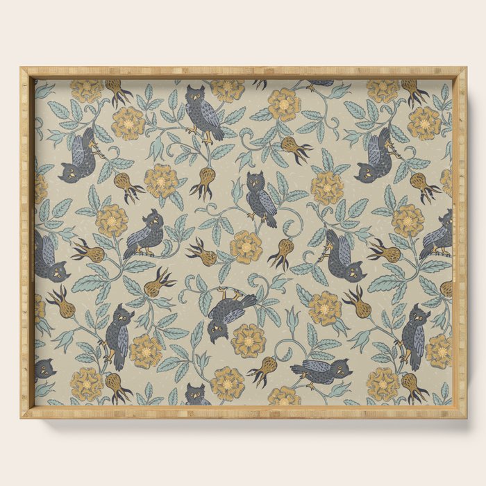 Tudor Owls in Grey Serving Tray Gallery Image 1