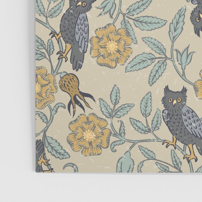 Tudor Owls in Grey Poster Gallery Image 3