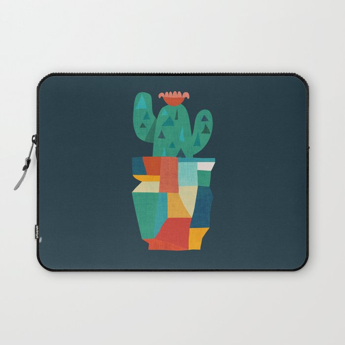 Blooming cactus in cracked pot Laptop Sleeve Gallery Image 1
