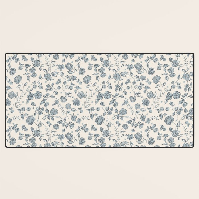 Florals and Pomegranates - Blue Navy Desk Mat Gallery Image 3