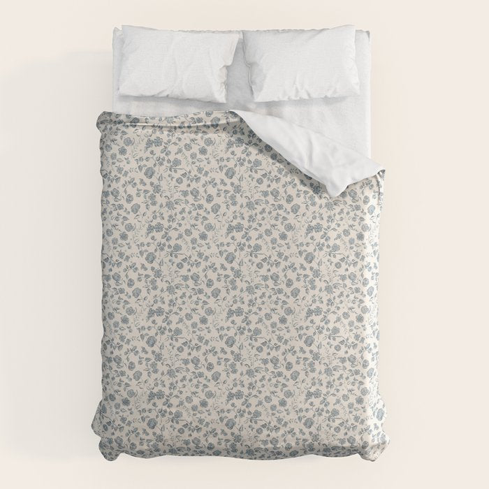 Florals and Pomegranates - Blue Navy Duvet Cover Gallery Image 6
