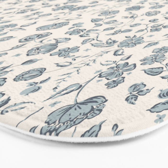 Florals and Pomegranates - Blue Navy Bath Mat Gallery Image 3