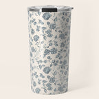 Florals and Pomegranates - Blue Navy Travel Mug Gallery Image 1