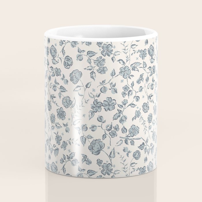 Florals and Pomegranates - Blue Navy Coffee Mug Gallery Image 4