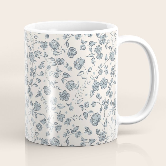 Florals and Pomegranates - Blue Navy Coffee Mug Gallery Image 1