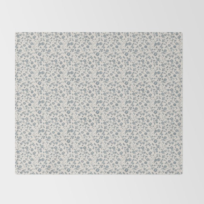 Florals and Pomegranates - Blue Navy Throw Blanket Gallery Image 2