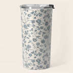 Florals and Pomegranates - Blue Navy Travel Mug Gallery Image 2