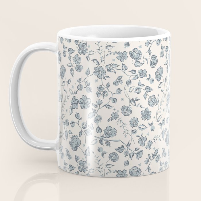 Florals and Pomegranates - Blue Navy Coffee Mug Gallery Image 3