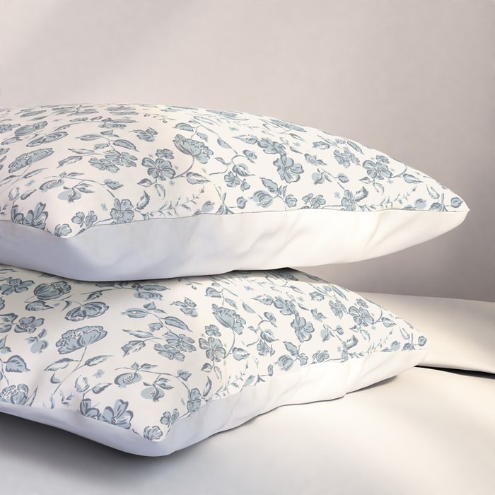 Florals and Pomegranates - Blue Navy Pillow Sham Gallery Image 3