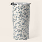 Florals and Pomegranates - Blue Navy Travel Mug Gallery Image 3