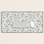 Florals and Pomegranates - Blue Navy Desk Mat Gallery Image 1