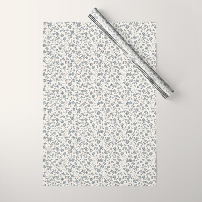 Florals and Pomegranates - Blue Navy Wrapping Paper Gallery Image 1