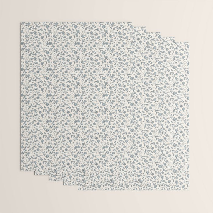 Florals and Pomegranates - Blue Navy Wrapping Paper Gallery Image 3
