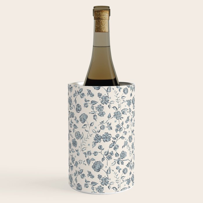 Florals and Pomegranates - Blue Navy Wine Chiller Gallery Image 1