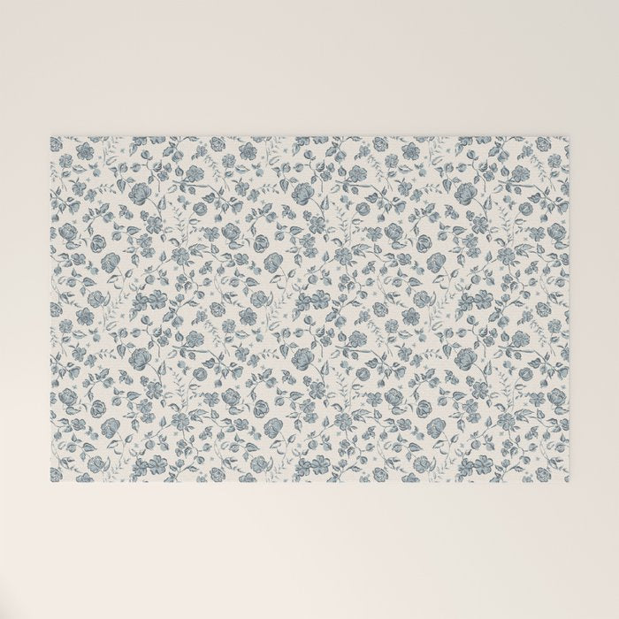 Florals and Pomegranates - Blue Navy Welcome Mat Gallery Image 1
