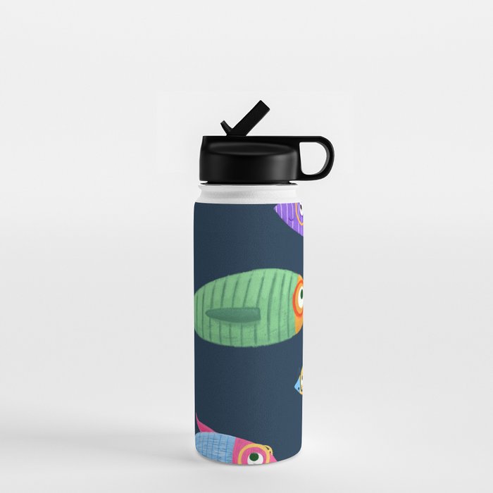 Multicolor fishes - blue Water Bottle Gallery Image 1