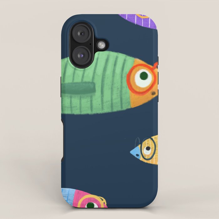 Multicolor fishes - blue iPhone Case Gallery Image 1