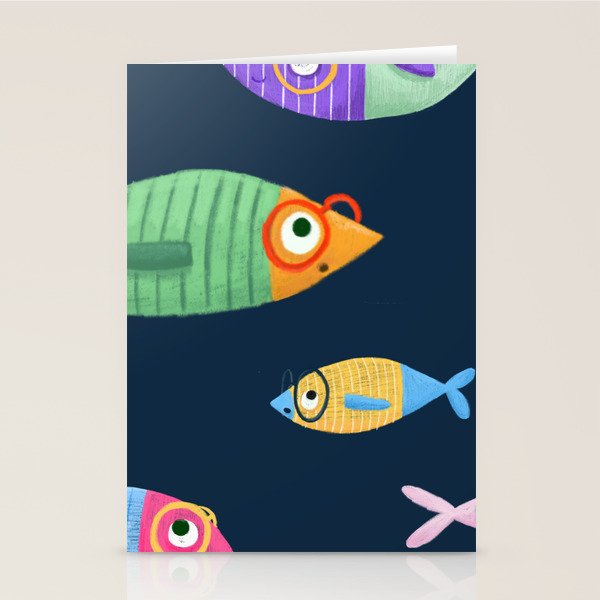 Multicolor fishes - blue Stationery Card Gallery Image 2