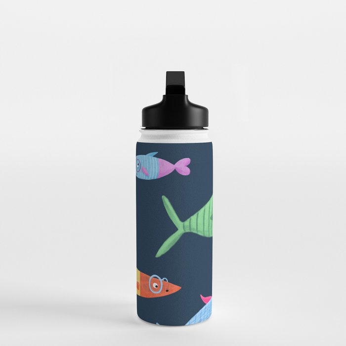 Multicolor fishes - blue Water Bottle Gallery Image 3