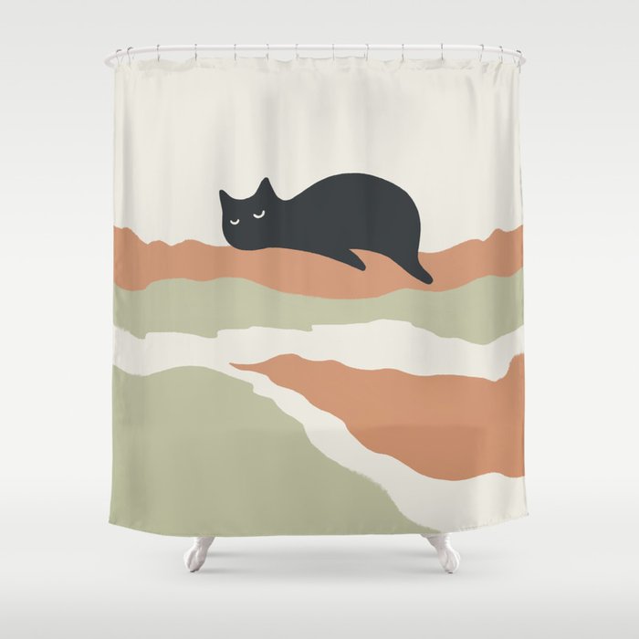Magic meow 3 lazy cat Shower Curtain Gallery Image 1