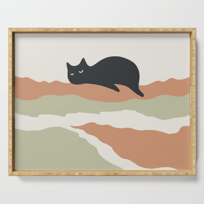 Magic meow 3 lazy cat Serving Tray Gallery Image 1