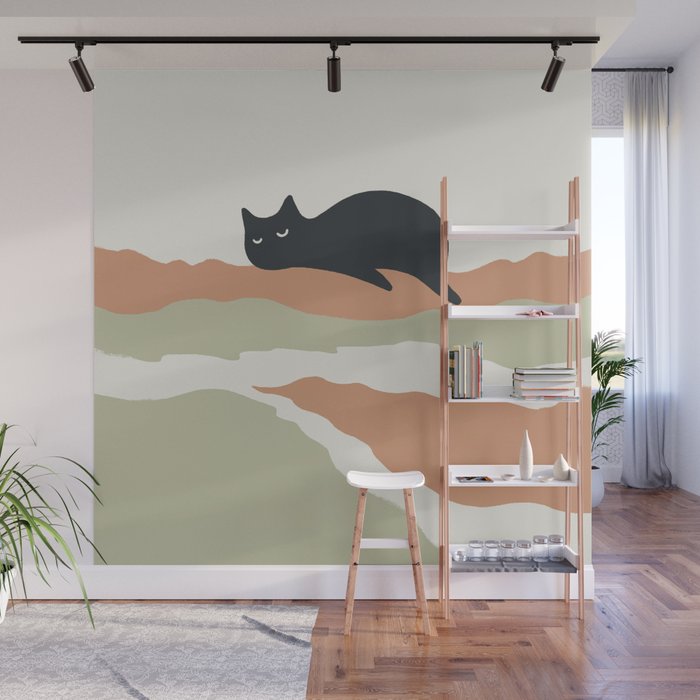 Magic meow 3 lazy cat Wall Mural Gallery Image 1