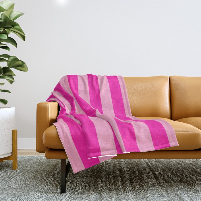Pink Stripes Preppy Modern Throw Blanket Gallery Image 1