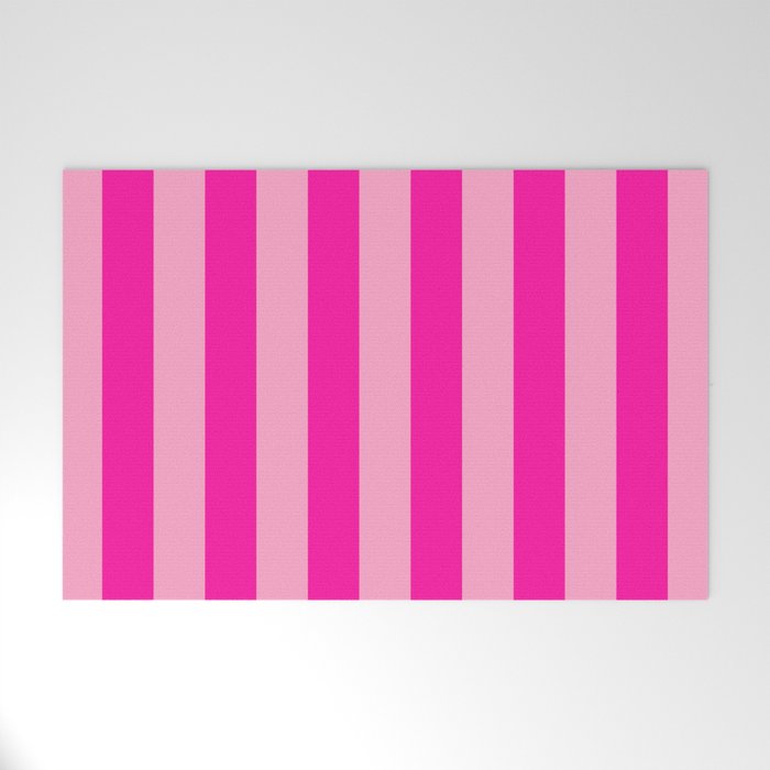 Pink Stripes Preppy Modern Welcome Mat Gallery Image 1