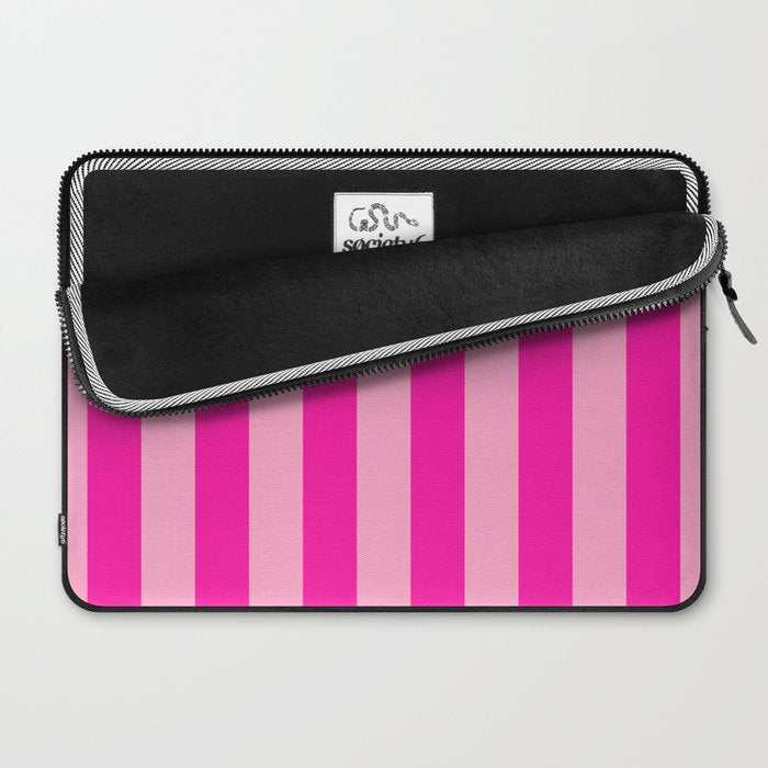 Pink Stripes Preppy Modern Laptop Sleeve Gallery Image 2