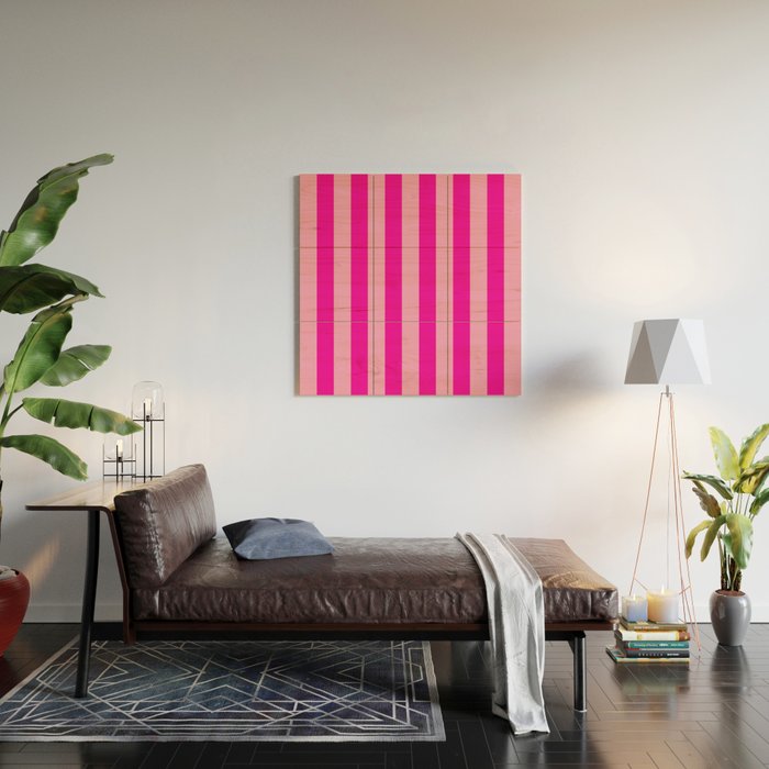 Pink Stripes Preppy Modern Wood Wall Art Gallery Image 2