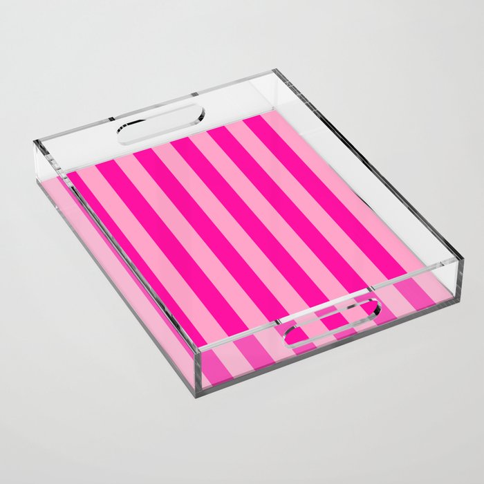 Pink Stripes Preppy Modern Acrylic Tray Gallery Image 1