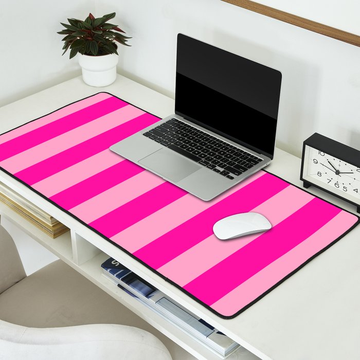 Pink Stripes Preppy Modern Desk Mat Gallery Image 2