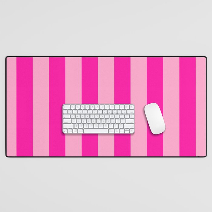 Pink Stripes Preppy Modern Desk Mat Gallery Image 1